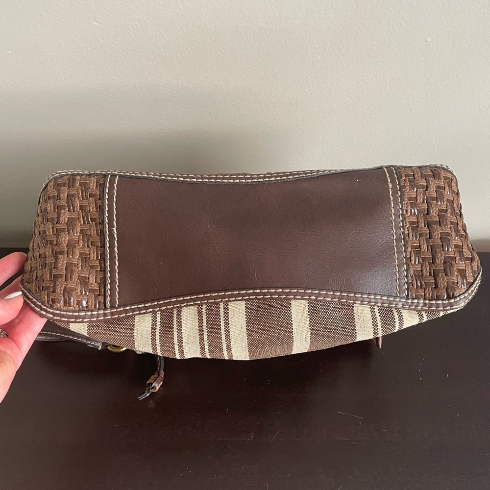 Fossil Striped Knit Shoulder Bag Purse Boho Hipster. - Picture 5 of 7